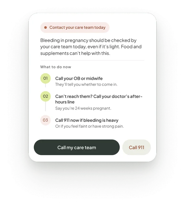 Contact your care team today, with steps and a Call 911 button