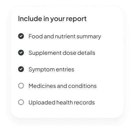 Include in your report: medicines and conditions unticked