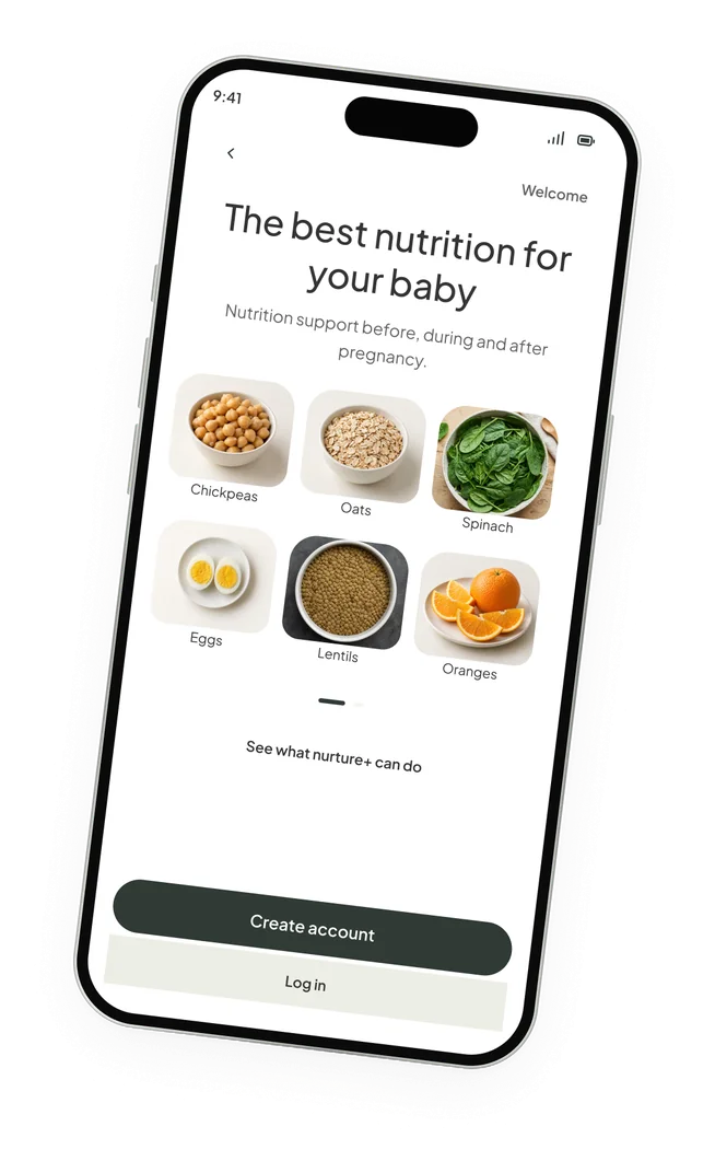 Setup screen: the best nutrition for your baby, with everyday foods
