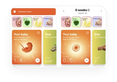 Key screens from a competing pregnancy tracker